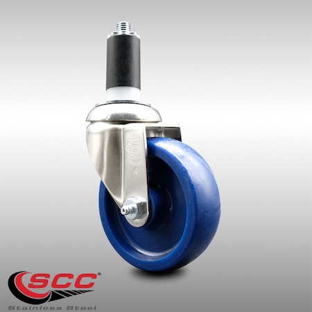 Service Caster 4 Inch 316SS Solid Polyurethane Wheel Swivel 1-1/4 Inch Expanding Stem Caster SCC-SS316EX20S414-SPUS-114